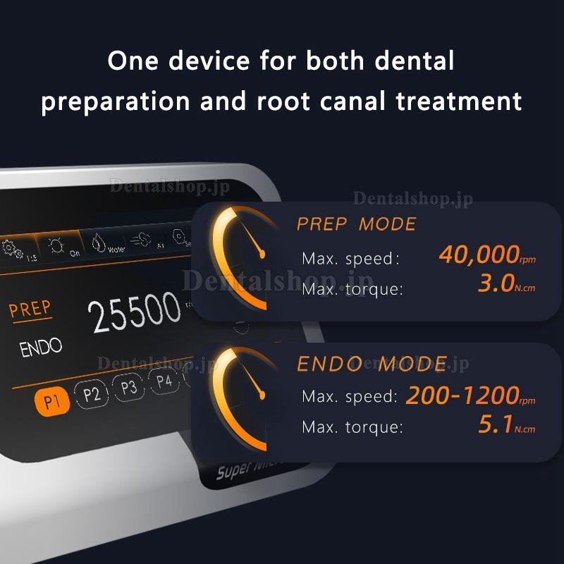 Pluspower® Super Micro S Pro 歯科用ブラシレス電動根管モーター 根管治療機器 (PREP/ENDO モード 2in1)